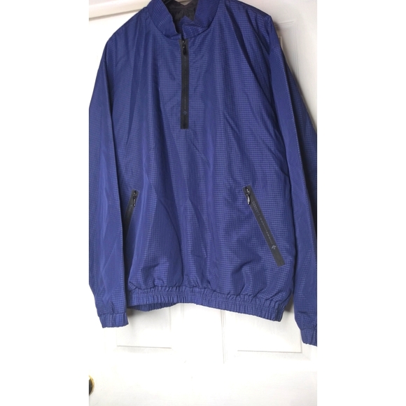Descente  Blue Plaid Track Full Zip Men"s Jacket . - Picture 1 of 7